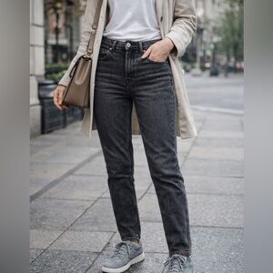 Only Straight-Leg High-Rise Jeans in Washed Black